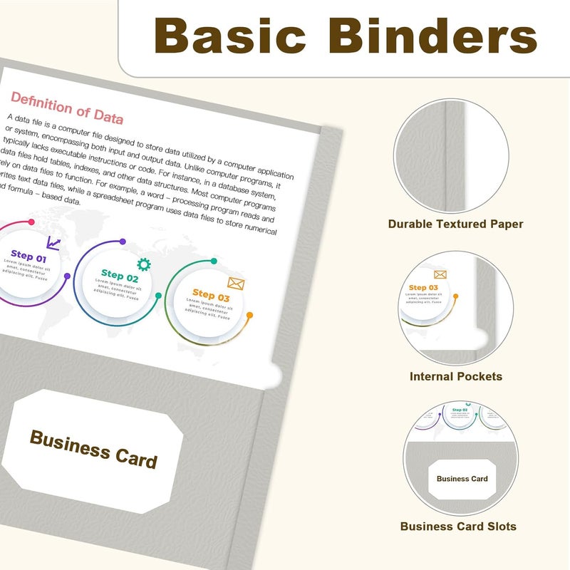 LAYZZ Folders with Pockets, 60 Pack Paper Pocket Folders, 2 Pocket File folders Fits Letter Size Paper, for School Office and Home (Grey) - Image 3